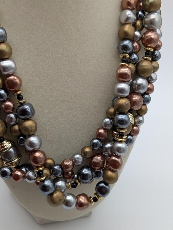 Multicolor Beaded Layered Statement Necklace – Ch… - image 4