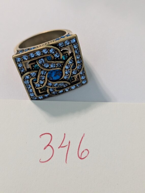 Blue Geometric Square Statement Ring – Vintage In… - image 5