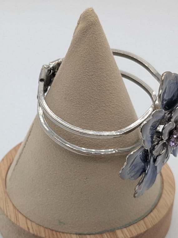 Purple Flower Statement Cuff Bracelet – Enamel Fl… - image 4