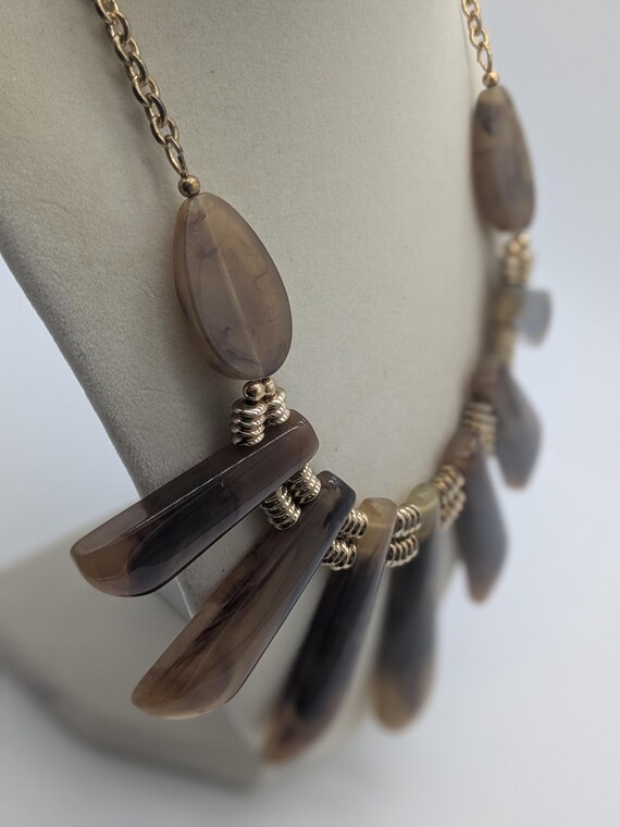 Bold Brown Statement Necklace – Chunky Acrylic Fa… - image 4
