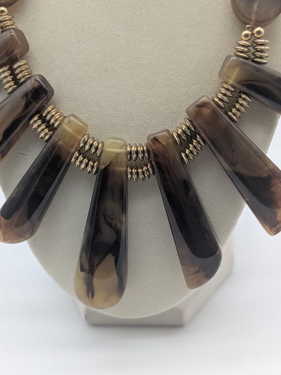 Bold Brown Statement Necklace – Chunky Acrylic Fa… - image 3