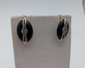 Vintage Black Art Deco Dangle Earrings – Elegant Geometric Statement Jewelry