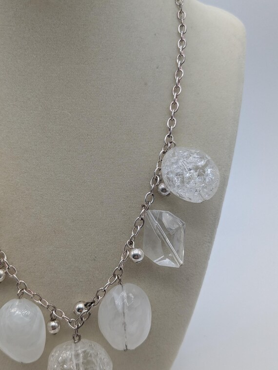 Clear Beaded Statement Necklace – Chunky Acrylic … - image 3