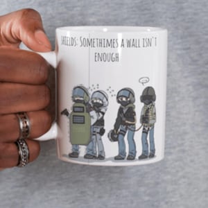 Rainbow Six Siege Mug: Funny Gamer Gift, Blitz Shield R6 Parody