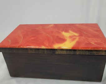 Acrylic Pour Art - Maple Box with Japanese Shou-Sugi-Ban Technique