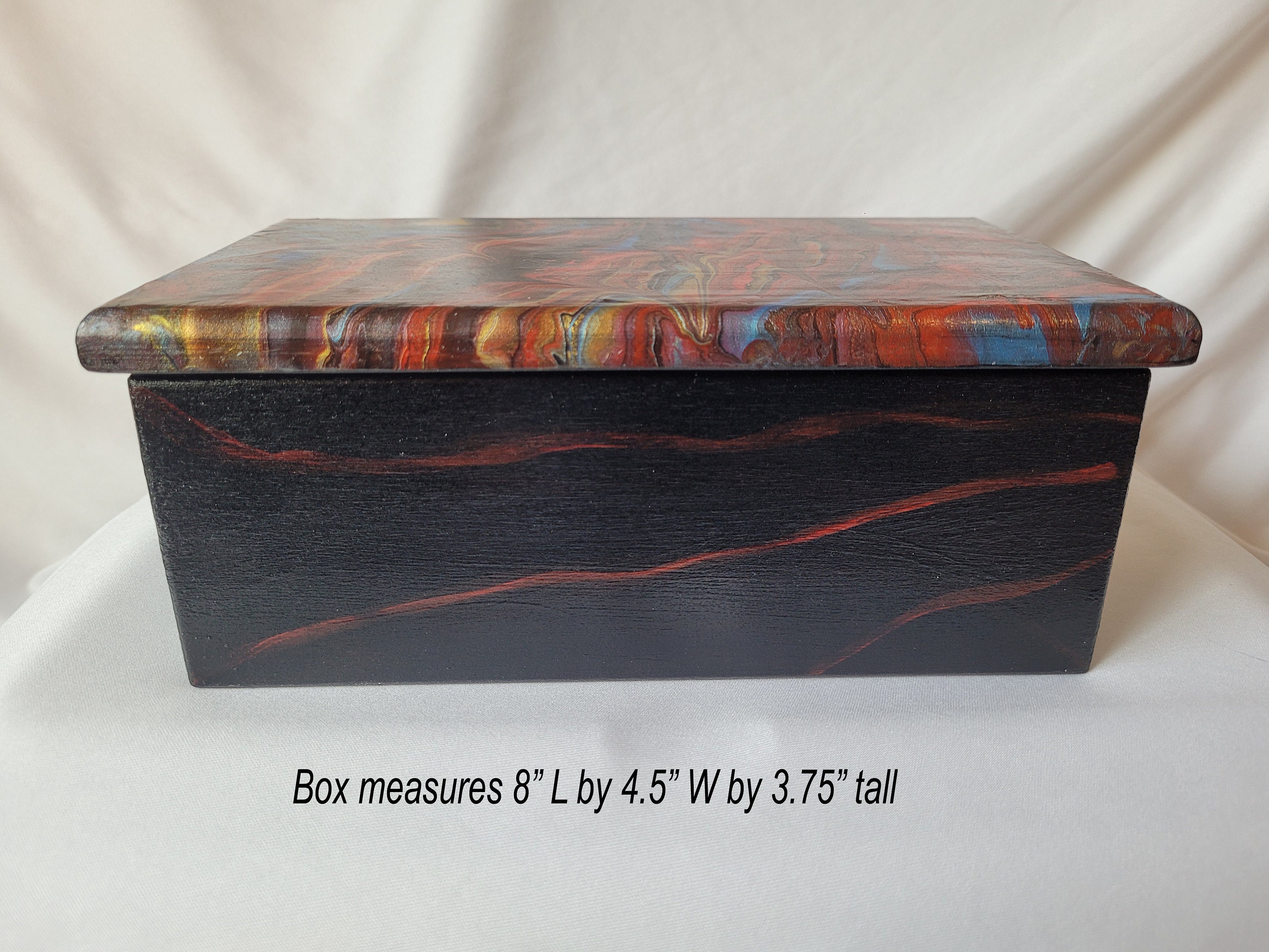 8-inch Cherry Box With Bold Acrylic Pour Colors - Etsy