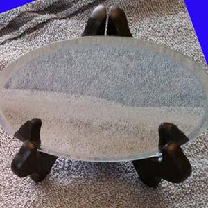 Custom etched 6&quot; oval mirror with stand - Your choice of Message
