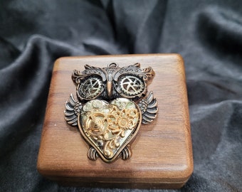 Metal Owl with heart body