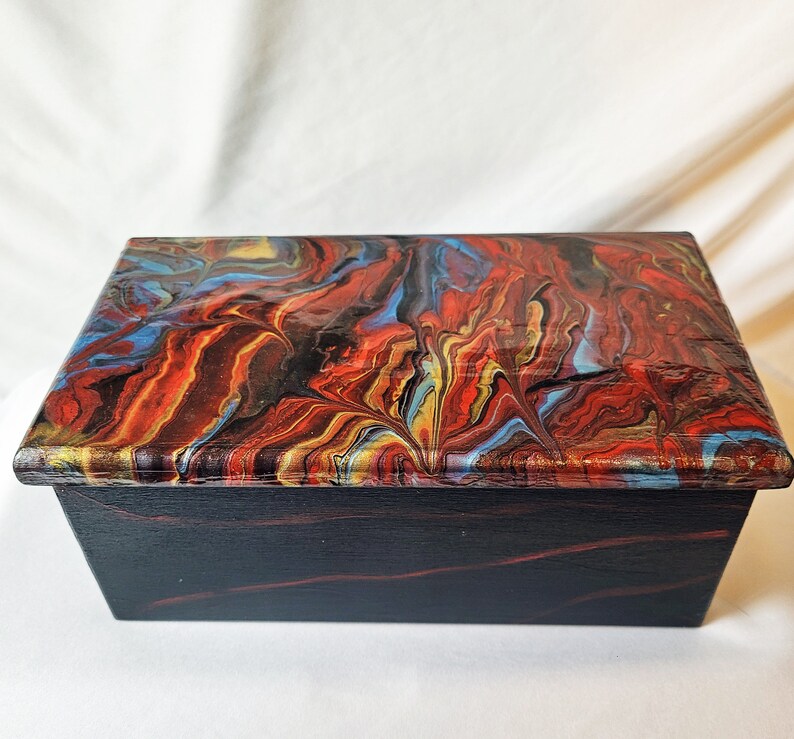 8-inch Cherry Box With Bold Acrylic Pour Colors - Etsy
