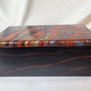 8-inch cherry box with bold acrylic pour colors