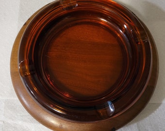 Nine inch Vintage amber ashtray - free engraving