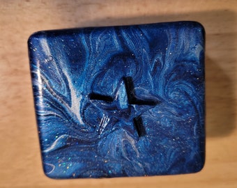 Acrylic Pour Art Blue silver Star Box 2.75 by 2.50
