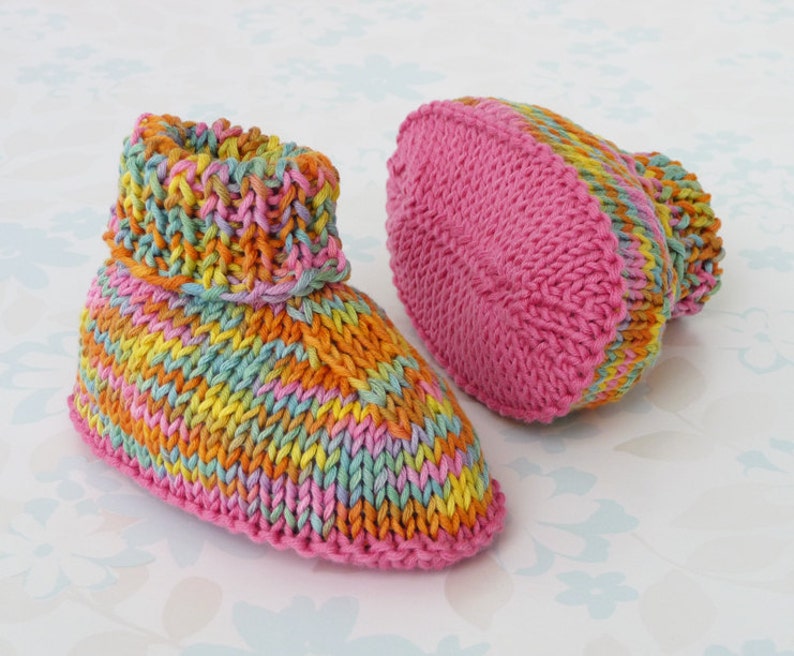 Organic Cotton BABY BOOTIES / SHOES 0 to 6 month size ecobaby 100% organic fairtrade cotton in shades of pink and teal non-toxic dyes image 1