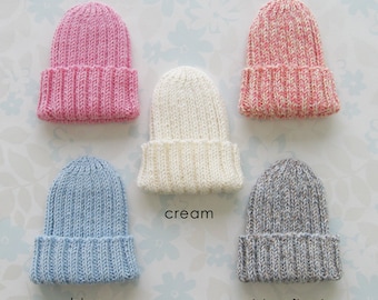 NICU BABY HATS - Preemie Clothes -to fit 2 to 5 lb (27 to 35 weeks preemie) - bamboo yarn in 4 colour choices - suitable for Kangaroo care