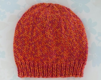 COTTON PREMIE HAT - to fit baby from 3 to 7.5 lb (30 to 40 weeks) - shades of orange - cotton mix yarn - ready to ship