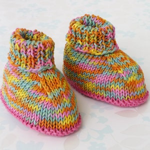 Organic Cotton BABY BOOTIES / SHOES 0 to 6 month size ecobaby 100% organic fairtrade cotton in shades of pink and teal non-toxic dyes image 2