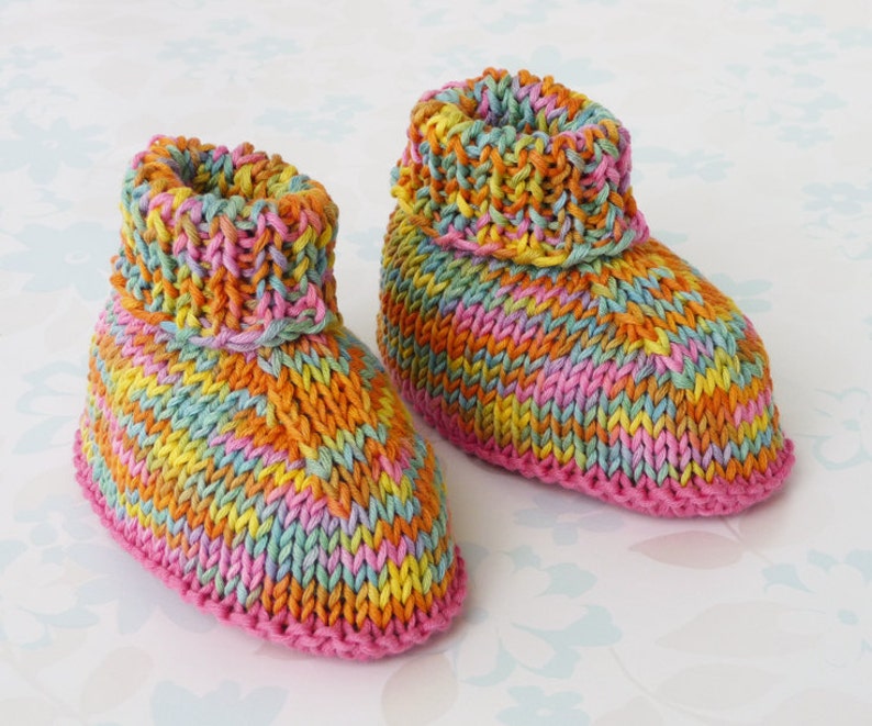 Organic Cotton BABY BOOTIES / SHOES 0 to 6 month size ecobaby 100% organic fairtrade cotton in shades of pink and teal non-toxic dyes image 2