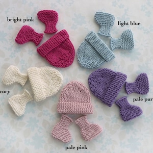 MICRO PREEMIE Hat and Booties Set 24 to 30 Weeks, up to 3 Lb 2 Colour ...