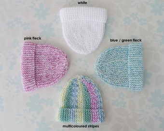 100% Cotton PREEMIE HAT, around 24 to 32 week baby, premature baby up to 3.75 lb, NICU kangaroo care, four colour choices, ready to ship