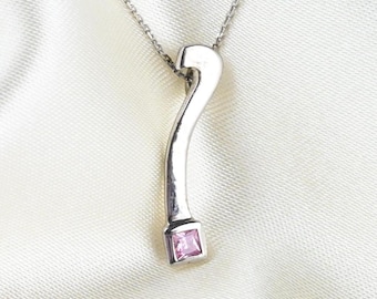 Colar vintage em prata de lei com zircônia rosa, prata de lei 925, colar em prata de lei, pingente em prata, pingente com zircônia cúbica, colar vintage