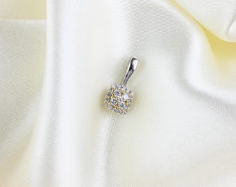 Vintage Sterling Silver Pave Zircon Pendant, 925 Sterling Silver, Silver Charm, Silver Pendant, Zircon Pendant, Vintage Pendant, Old Pendant