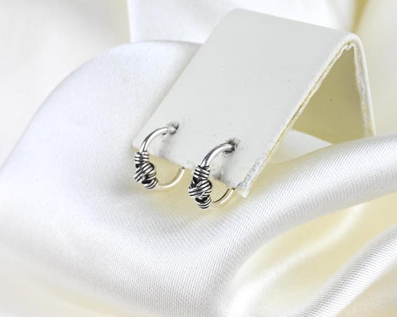 Vintage Sterling Silver Bali Hoop Earrings, 925 Sterling Silver Earrings, Hoop Silver Earrings, Vintage Bali Earrings, Small Hoop Earrings