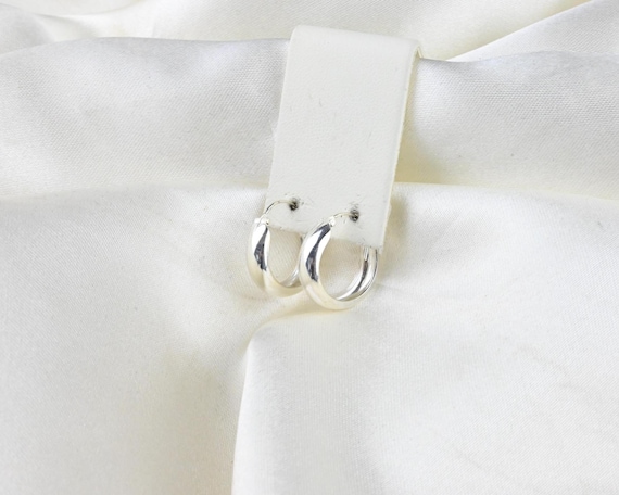Vintage Silver Minimalist Hoop Earrings, Hoop Silver Earrings, Vintage Earrings, 925 Sterling Silver Earrings, Small Hoop Earrings