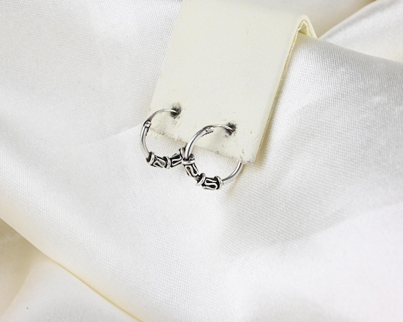 Vintage Sterling Silver Bali Hoop Earrings, 925 Sterling Silver Earrings, Hoop Silver Earrings, Vintage Bali Earrings, Small Hoop Earrings