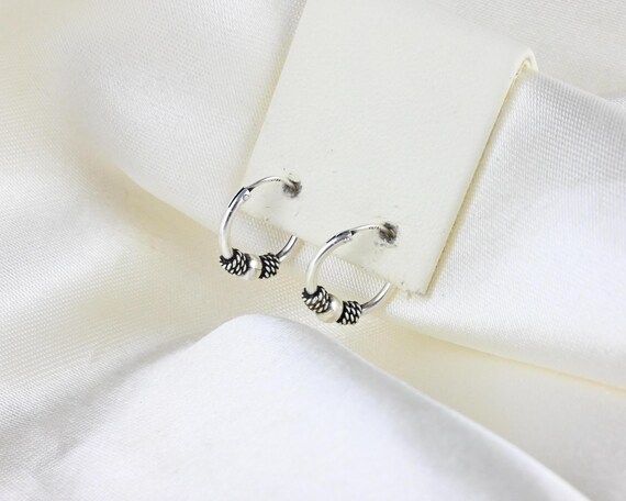 Vintage Sterling Silver Bali Hoop Earrings, 925 Sterling Silver Earrings, Hoop Silver Earrings, Vintage Bali Earrings, Small Hoop Earrings
