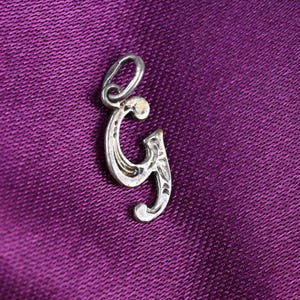 Colgante vintage de plata de ley con la letra G, dije inicial, plata de ley 925, colgante de plata, colgante, dije vintage de plata, letra G de plata