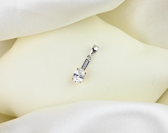 Vintage zweifarbiger Zirkon Solitär Anhänger, 925 Sterling Silber, Silber Anhänger, Silber Anhänger, Zirkon Anhänger, Vintage Anhänger, Alter Anhänger