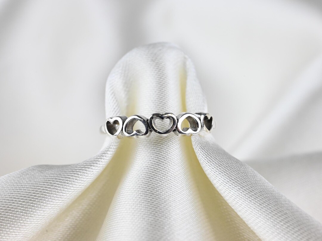 Sterling Silver Heart Band Rings main image 1