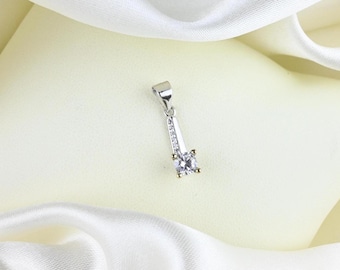 Vintage zweifarbiger Zirkon Solitär Anhänger, 925 Sterling Silber, Silber Anhänger, Silber Anhänger, Zirkon Anhänger, Vintage Anhänger, Alter Anhänger