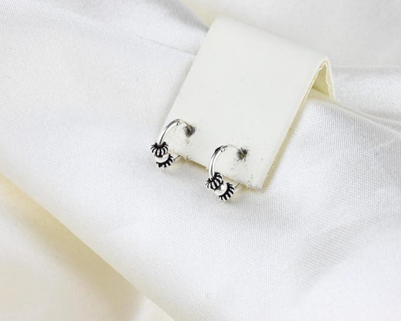 Vintage Sterling Silver Bali Hoop Earrings, 925 Sterling Silver Earrings, Hoop Silver Earrings, Vintage Bali Earrings, Small Hoop Earrings