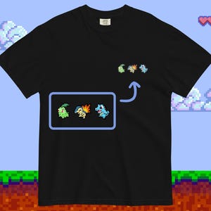 Gen 2 Starters (Chikorita, Cyndaquil, Totodile) Pixel Shirt