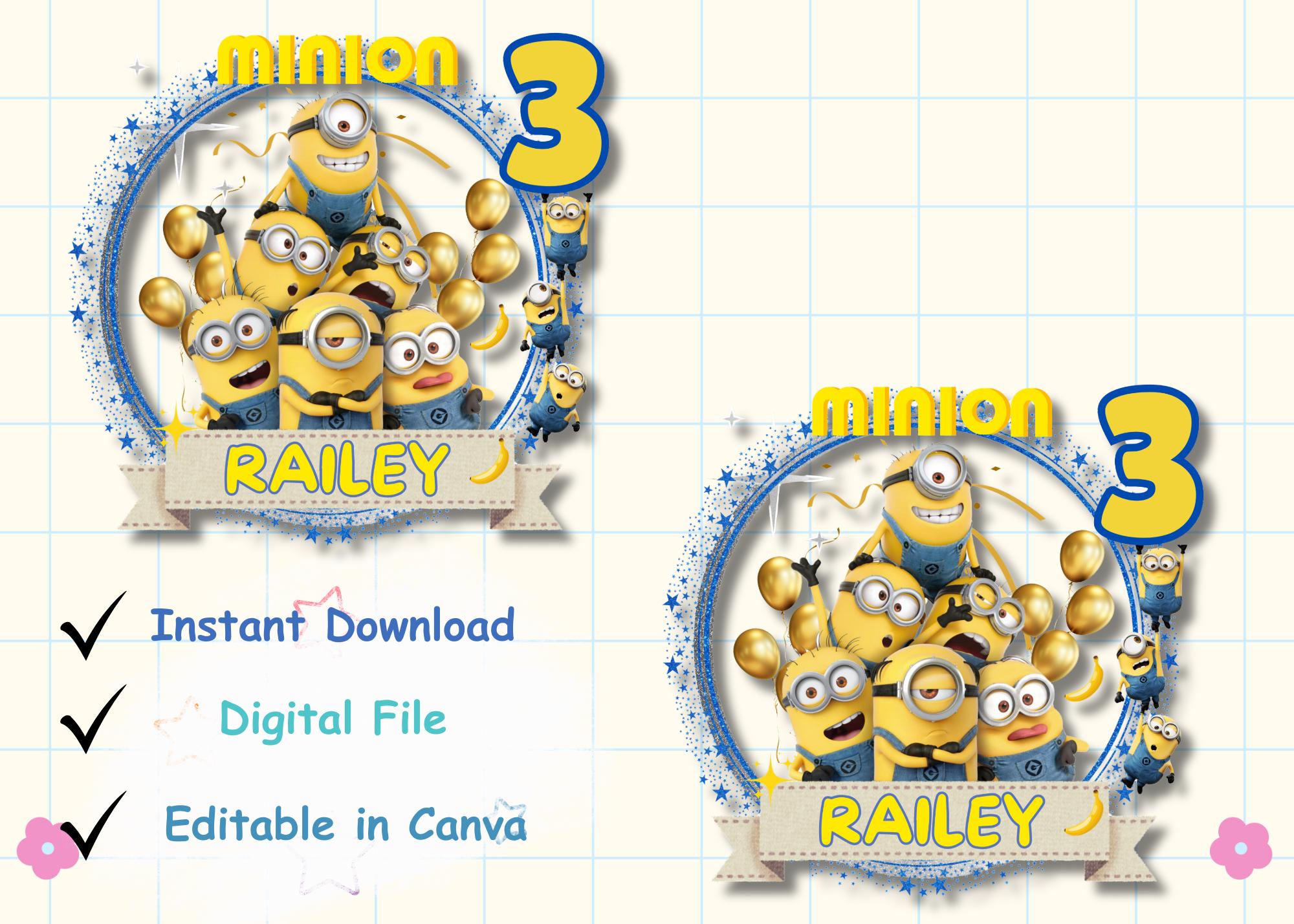 Editable Minions Cake Topper/ DIGITAL MINIONS Cake Topper/ Printable ...