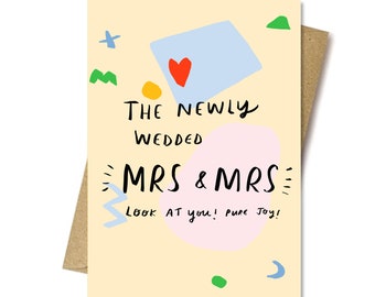 Mrs & Mrs gay engagement or wedding card cc446 eco friendly recycled stock UK designer Nicola Rowlands