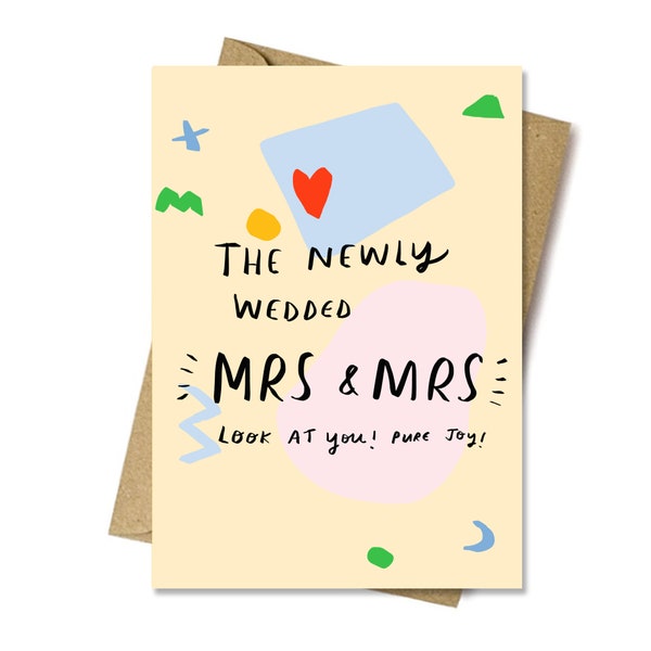 Mrs & Mrs gay engagement or wedding card cc446 eco friendly recycled stock diseñador británico Nicola Rowlands