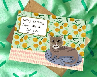 Happy Birthday from me and the cat card cc165