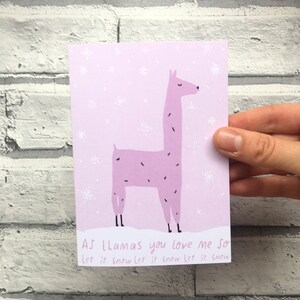 Comme les lamas, tu m’aimes donc (Let it snow, let il neige, laissez-le neige) carte de Noël cc284