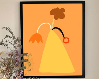 Spring flower vase print: orange pallette