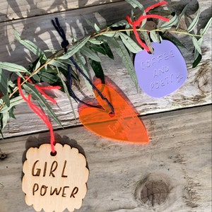 Poetry & Crystals coffee girl power Handmade tree ornament image 6