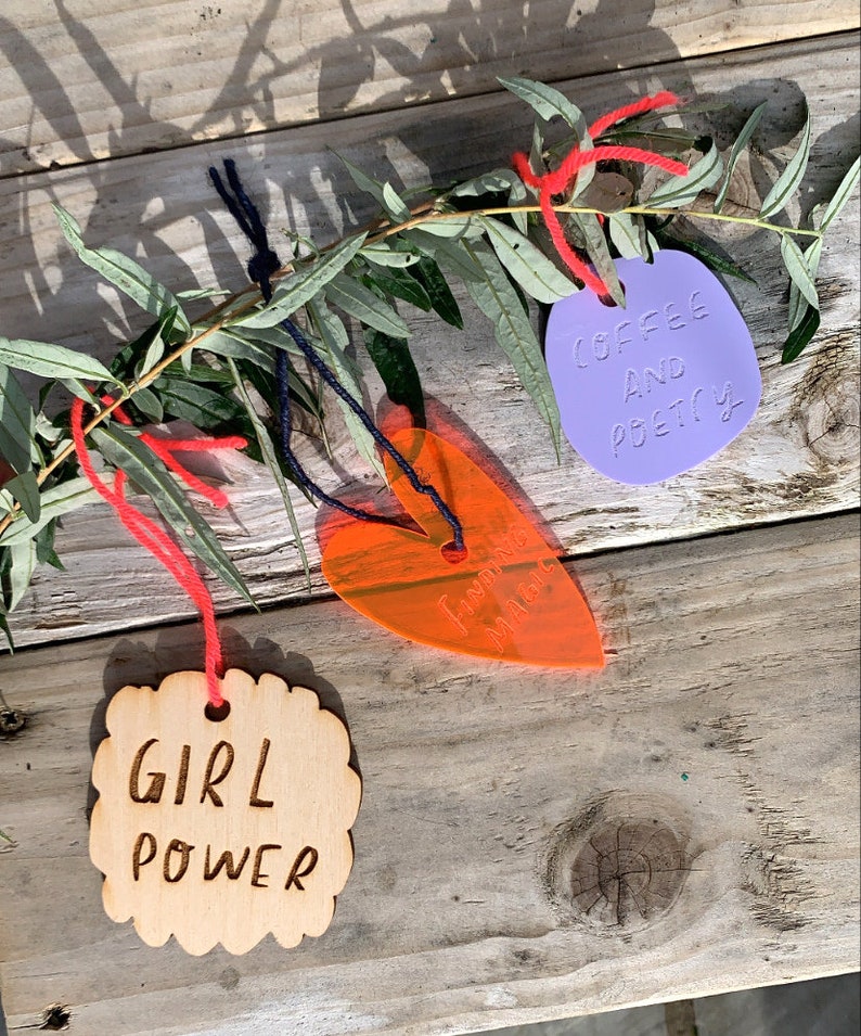 Poetry & Crystals coffee girl power Handmade tree ornament image 6