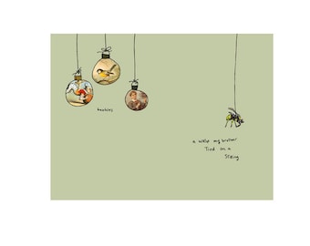 Christmas card Wasp cc72 funny holiday greeting