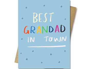 Best Granddad in town card by Nicola Rowlands UK designer eco friendly recycled stock fathers day father in law from the kids birthday