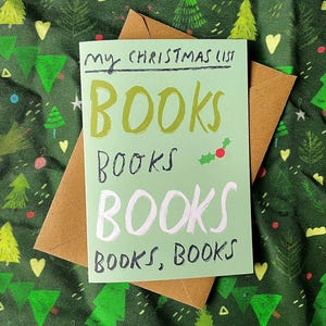Carte de Noël pour une liste de Noël : LIVRES