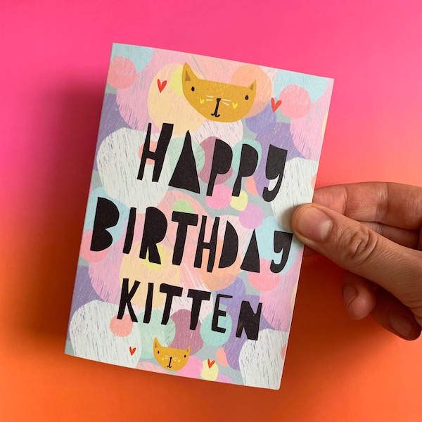 Tarjeta de gatito de feliz cumpleaños cc157