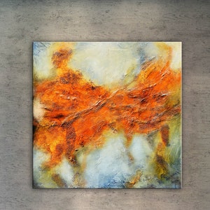 Original abstract textured painting, Large Abstract ready to hang, square painting, unique painting on canvas, unique bold painting