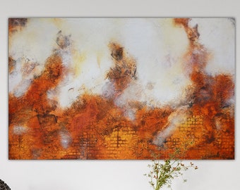 Bold colorful Large Abstract Painting, art for collector, one of a kind artwork, High End Unique Painting, red gray painting, lobby art