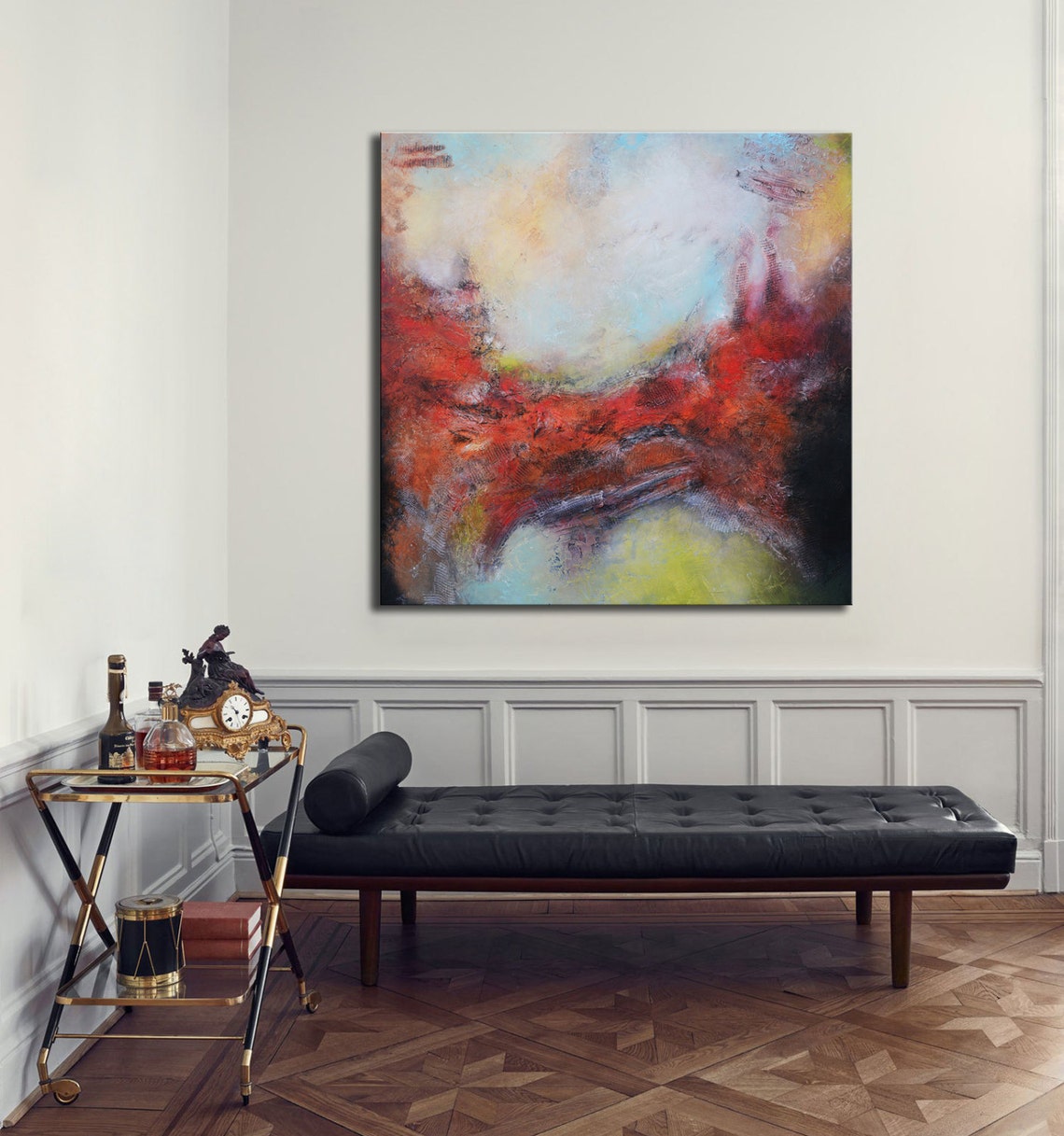 Large Abstract Painting original painting Red Grey Abstract Etsy
